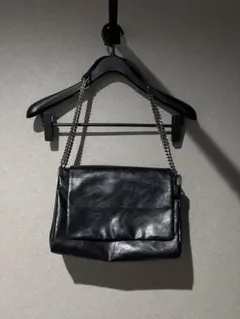 ZARA ブラック レザー チェーンショルダーバッグのサムネイル