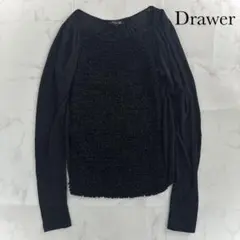 Drawer ドゥロワー　薄手　シアー　フリル　ウール　シルク　カットソー　黒のサムネイル