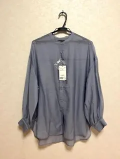 【新品】シアーシャツ 色:サックス FREEサイズ