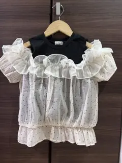 値下げ！branshes ドット柄 フリル 半袖Tシャツ 140cmのサムネイル
