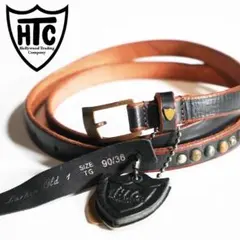 新品 HTC イタリア製 エンドスタッズ ナローレザー ベルト 90/36