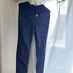 ネイビー マタニティスキニーパンツ M