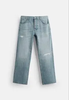 ZARA ダメージ加工フレアフィットデニムパンツ ライトブルー 完売品