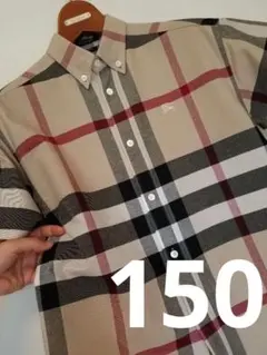 バーバリー人気チェックブラウス 未使用近 美品 春夏秋○重ね着◯半袖ベージュ