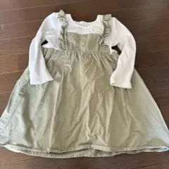 mamarakuオリーブグリーン フリル付きワンピース 110
