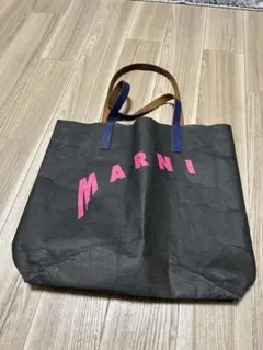 MARNI マルニ トートバッグ ブラック ピンク ロゴ セルロースのサムネイル