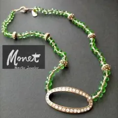 モネ MONET ESTATE ヴィンテージ ネックレス　 ゴールド　グリーン