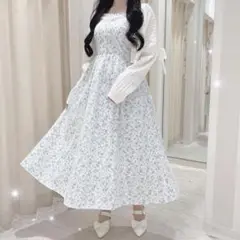 evelyn 花柄レースOP ブルー