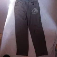 グレー ロゴプリント ゴムウエストパンツ