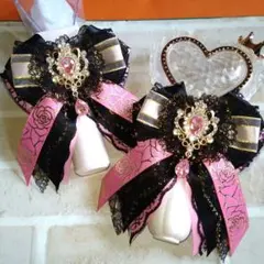 キンブレリボン★ペンライトリボン★ピンク★サブカル★量産型★薔薇★ピンク✕黒