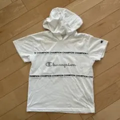 Champion フード付き 半袖Tシャツ ホワイト　160