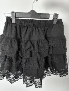 ♡ 黒 フリル レース ミニスカート