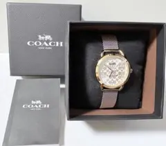 【美品】コーチ COACH メッシュベルト　シグネチャー　馬車　レディースのサムネイル