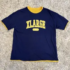 美品☆XLARGE Tシャツ リバーシブル 2wayネイビー イエロー XL