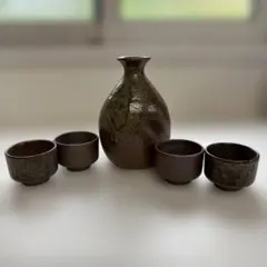 丹波立杭焼　陶器製酒器セット（徳利1本・お猪口4個）