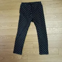 ユニクロ　110サイズ 黒に白の水玉スパッツ