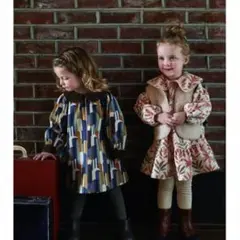 美品　モイモルン　花柄長袖ワンピース（フリル付き）