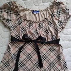 BURBERRY　半袖チュニックカットソー　ノバチェック　ベージュ　38 M