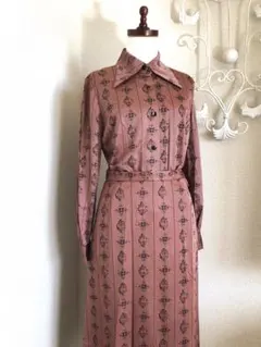 ヴィンテージ 昭和レトロ  セットアップ PINORE 総柄プリント 年代物