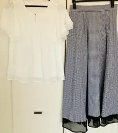 ミッシュマッシュ★新品★ブラウス＆サッカーギンガム裾シアーフレアスカートのセット