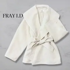 FRAY I.D【美品】ショールカラーショートリバーコート リボン ビッグカラー