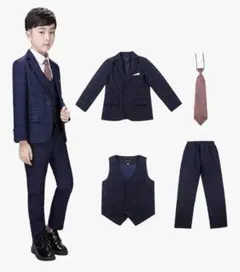 卒園式　入学式　ネイビー フォーマルスーツ ネクタイ付き　120cm