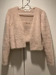 秋冬　未使用クロップド ピンクファー風カーディガン & キャミソール セット