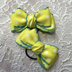 リボンヘアゴム 水玉模様