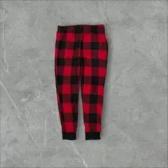 レッドチェックイージーパンツシンプルスタイルジョガーパンツ赤黒クラシック