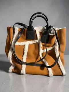 DIESELムートンボアレザーショルダーバッグ ハンドバッグ Lサイズ