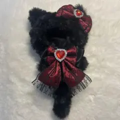 ぬいぐるみ ぬい服 着ぐるみ 10〜12cm 黒猫 赤 リボン にじパペット