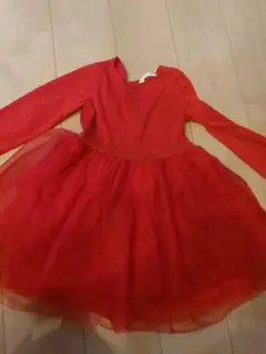 H&M 赤いシフォン ワンピース 3-4Y