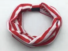 【赤白ストライプ】幅広ヘアバンド　ターバン　シンプルヘアバンド　髪留め