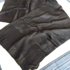 帯揚げ 正絹 喪服用 黒 菊文様 和装小物