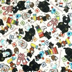 ハギレ　キルティング地　靴下にゃんこ柄　100cm幅×50cm 匿名配送