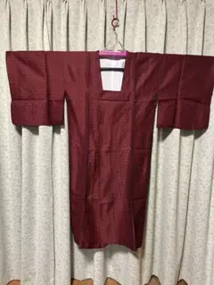 和装　雨コートロング丈 赤と黒のチェック柄