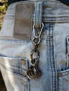 アメカジ　ブラックカラビナ　キーリング　ビンテージ　アクセサリ　シンプル　メンズ