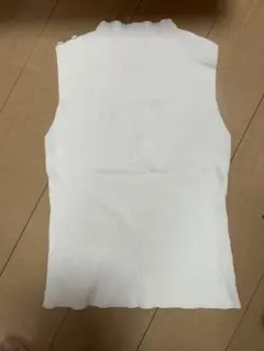 CELFORDホワイト ノースリーブ リブ編み