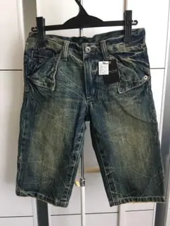 [新品] ダメージ加工青ショートパンツ デニムジーンズ　Mサイズ