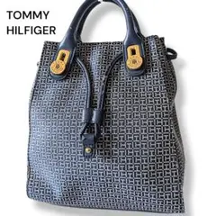 TH　トミーヒルフィガー　リュック　ハンドバッグ　ネイビー　総柄　可愛い形