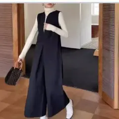 大人可愛いスッキリタイトなシルエット❤ロング丈オールインワン