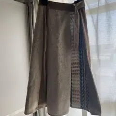 フレアスカート ベージュ系 幾何学模様