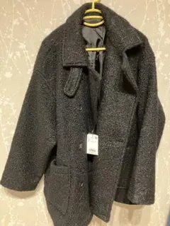 ダークグレー ウール混紡 ダブルブレストコート