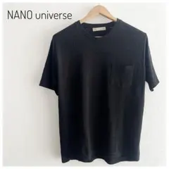 美品✨ナノユニバース　幾何学柄ジャガード　黒　半袖　Tシャツ L ポケットのサムネイル