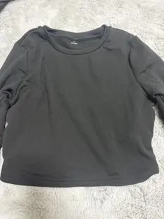 ブラック 長袖 Tシャツ クルーネック