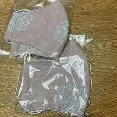 ハンドメイドピンク花柄布製マスク2枚セットのサムネイル