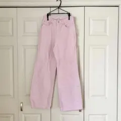 SAKURA 刺繍 ワイド デニム パンツ ピンク swag y2k - メルカリ