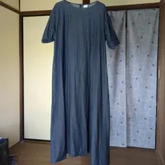 URBAN RESEARCH DOORS 半袖ロングワンピース ダークブルー