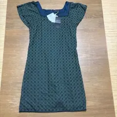 LOUNIEルーニィ　シルク混グリーンひざ丈ワンピース新品未使用　美品サイズ38のサムネイル