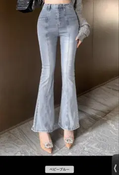SHEIN DAZY フレアデニムパンツ ジーンズ Sサイズ ベビーブルー